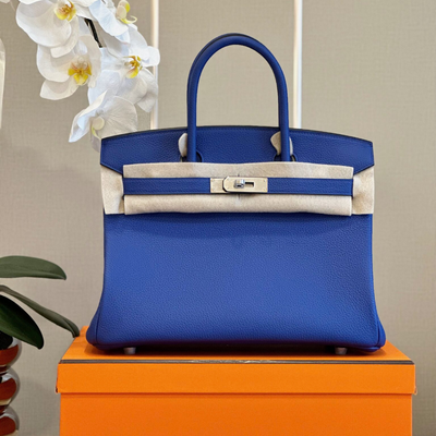 Herm*s woman’s birkin phw togo blue handbags lock silver 30cm - main image