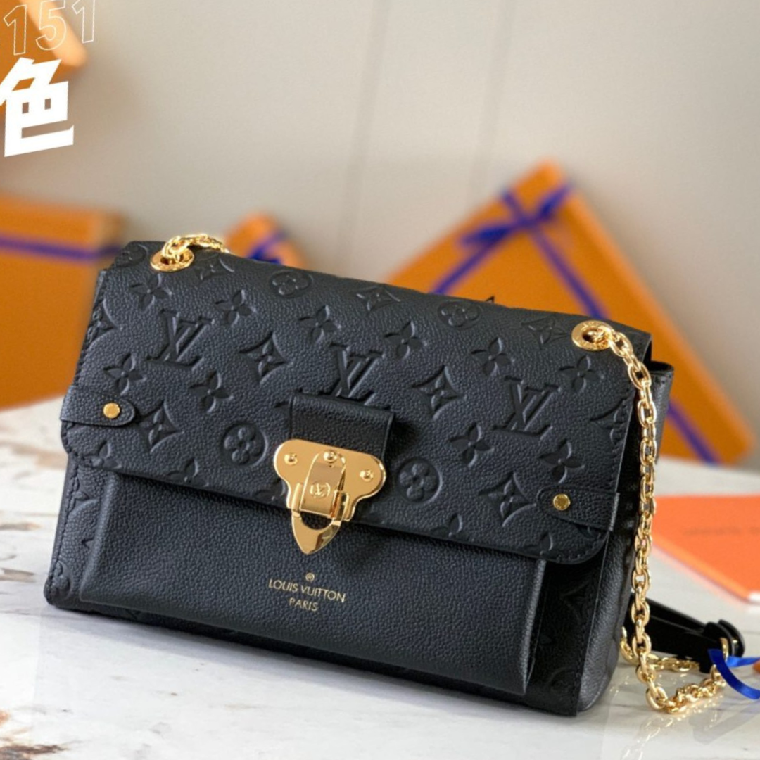 Lou*s Vuitt*n lv vavin monogram black with lock gold like auth handbags 25x18x10cm - main image