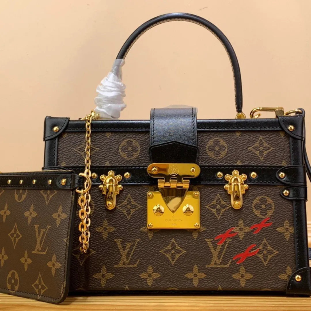 Lou*s Vuitt*n lv petite malle lv monogram pattern like auth handbags 24x16x13cm - main image