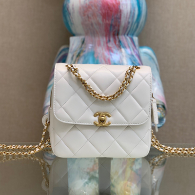 Chan*l mini backpack replica 11 milk white with gold lock 18x20x11.5cm - main image