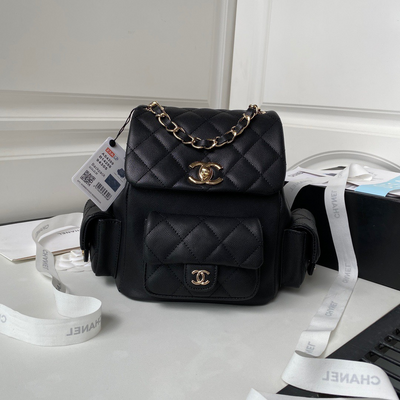 Chan*l mini duma backpack lock gold 21.5×19.5x12cm - main image