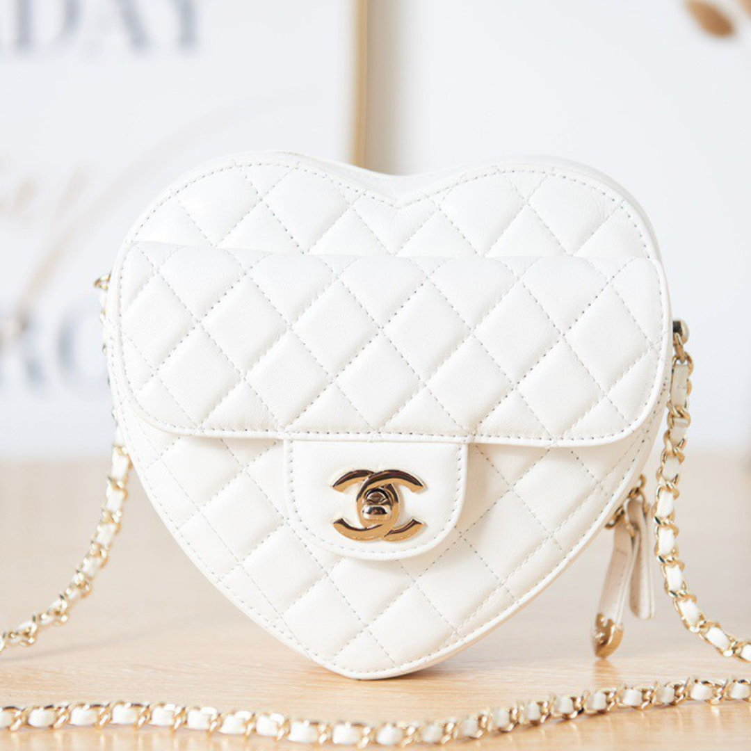 Chan*l the one like auth handbags smooth leather heart-pattern milk lock gold 16.5x18x6.5cm - main image