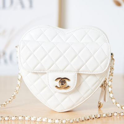 Chan*l the one like auth handbags smooth leather heart-pattern milk lock gold 16.5x18x6.5cm - main image