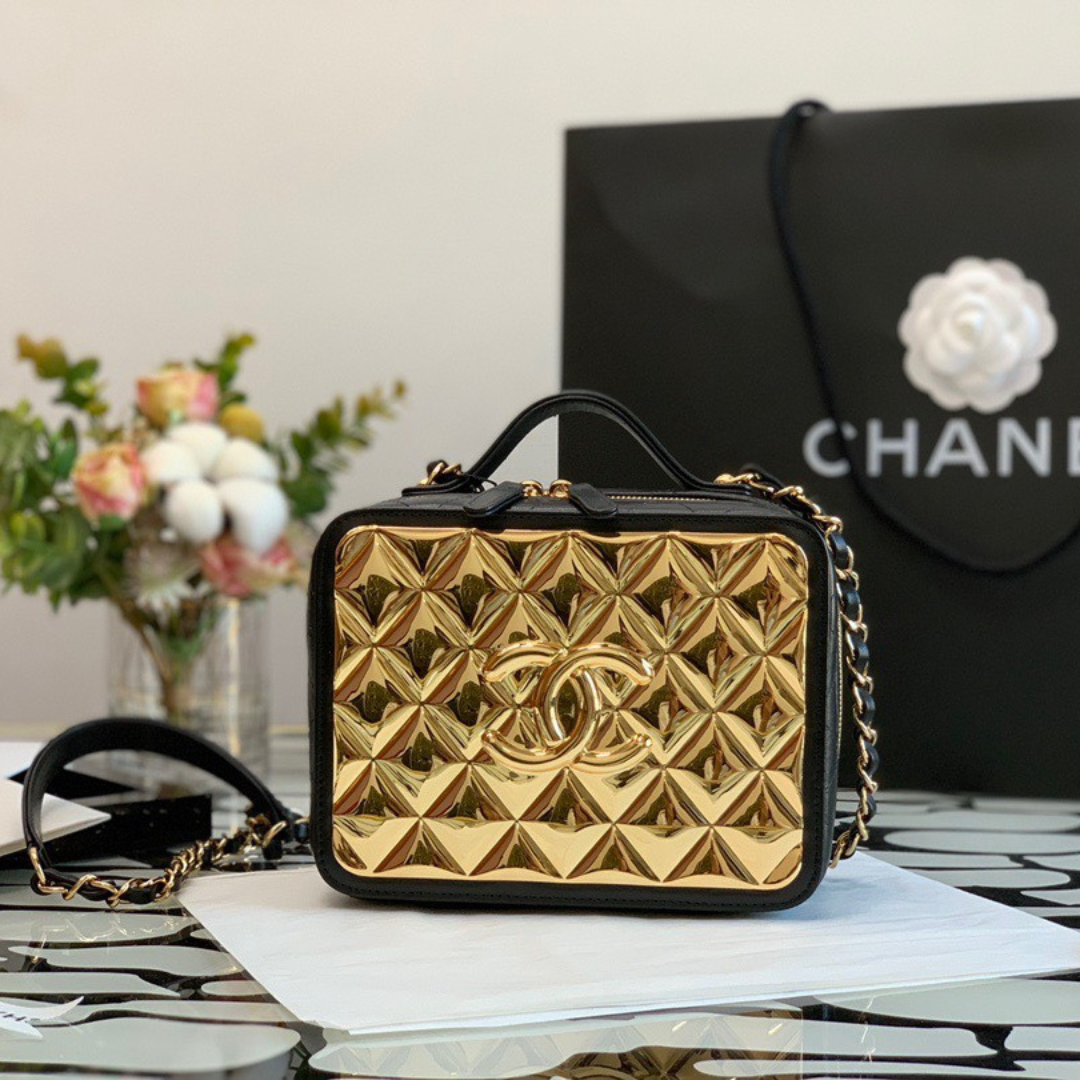 Chan*l vanity case black yellow replica 1:1 box form handbags 19cm - main image