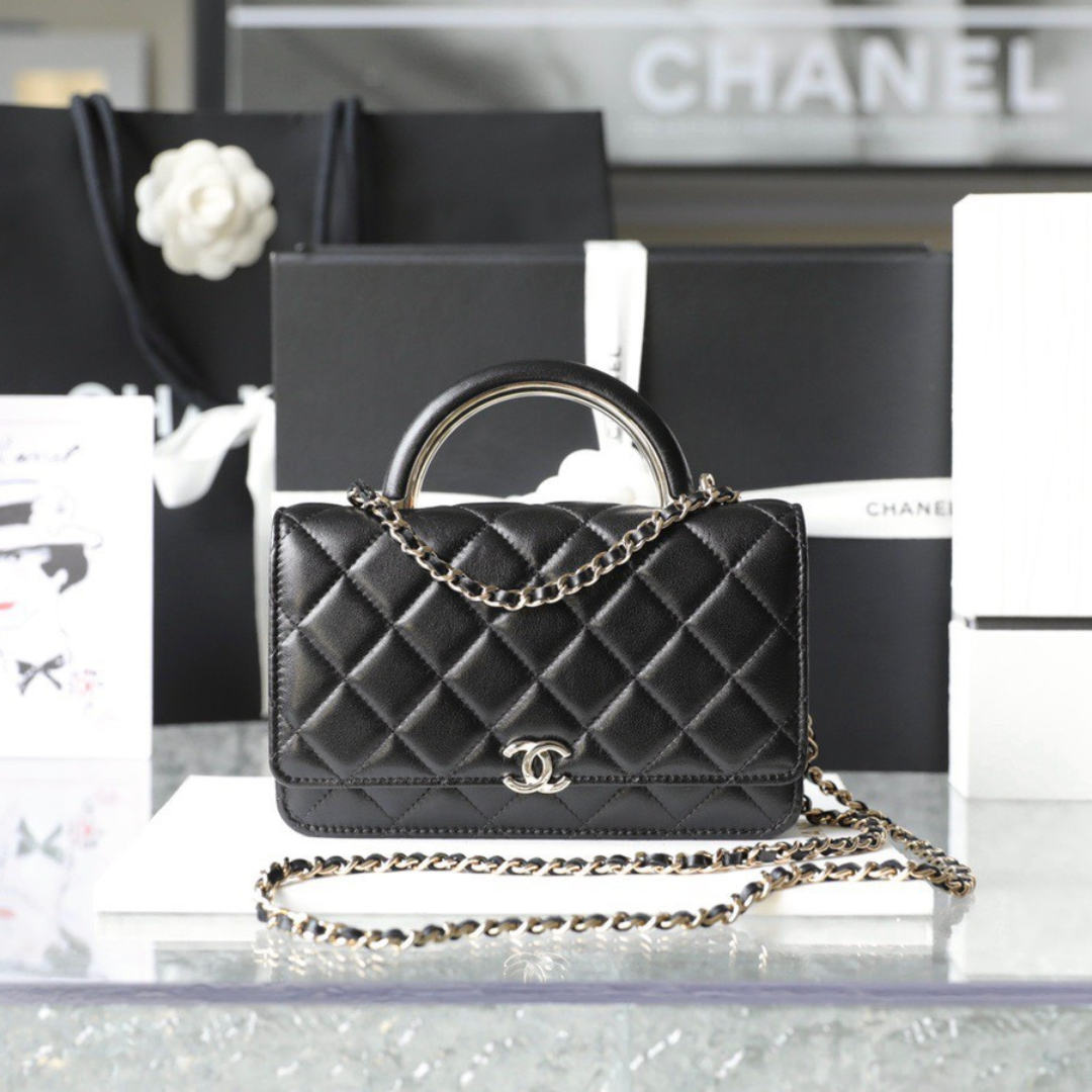 Chan*l woc handbags lock silver mix handle leather 19x12cm - main image