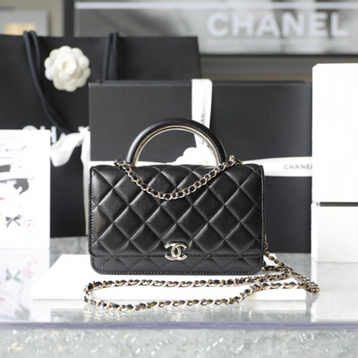 Chan*l woc handbags lock silver mix handle leather 19x12cm - main image