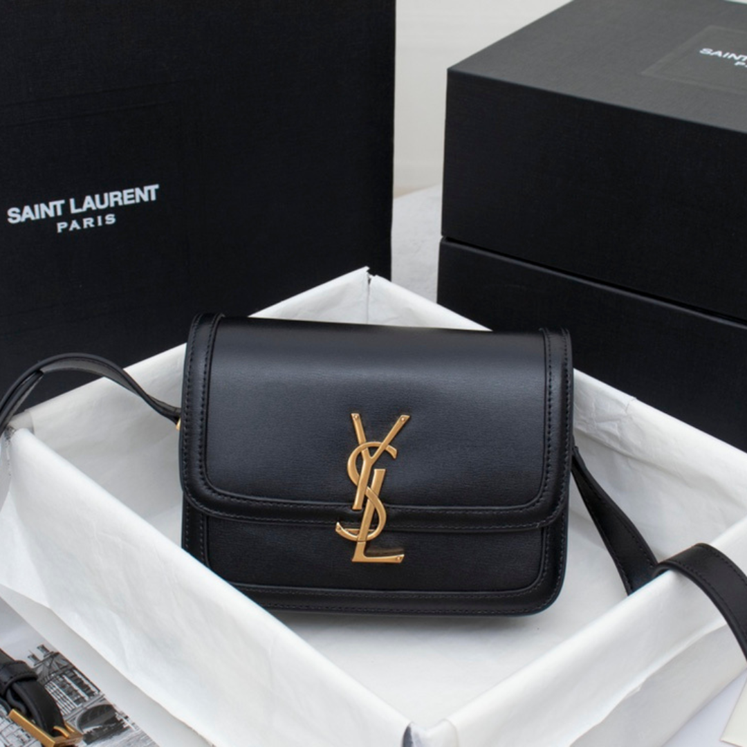 saint laurent Y*L solferino small leather satchel shoulder bag in black - main image