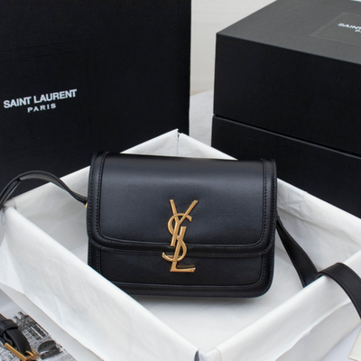 saint laurent Y*L solferino small leather satchel shoulder bag in black - main image