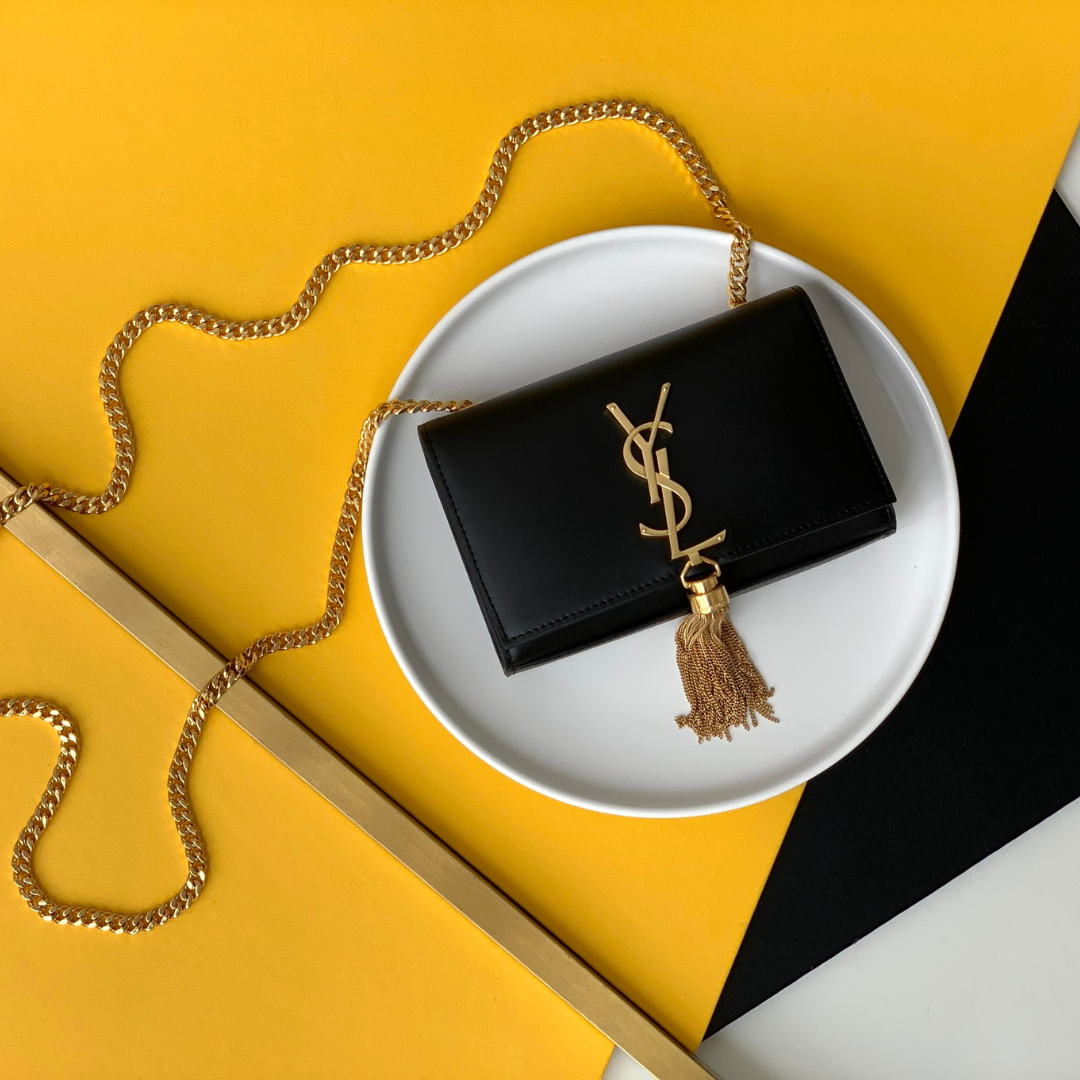 saint laurent black leather small kate tassel crossbody bag - main image