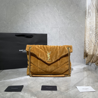 saint laurent puffer toy quilted leather-trimmed suede shoulder bag - main image