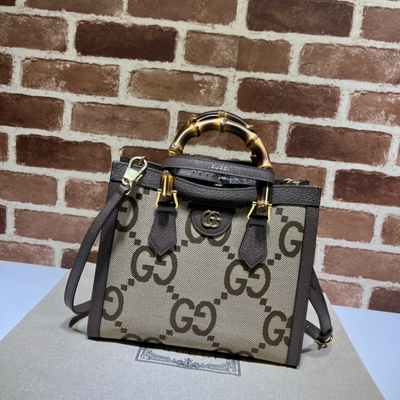 Guc*i diana jumbo gg tote bag small camel/ebony - main image