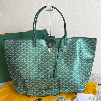 Goya*d green Goya*dine coated canvas and leather saint Lou*s gm tote - main image