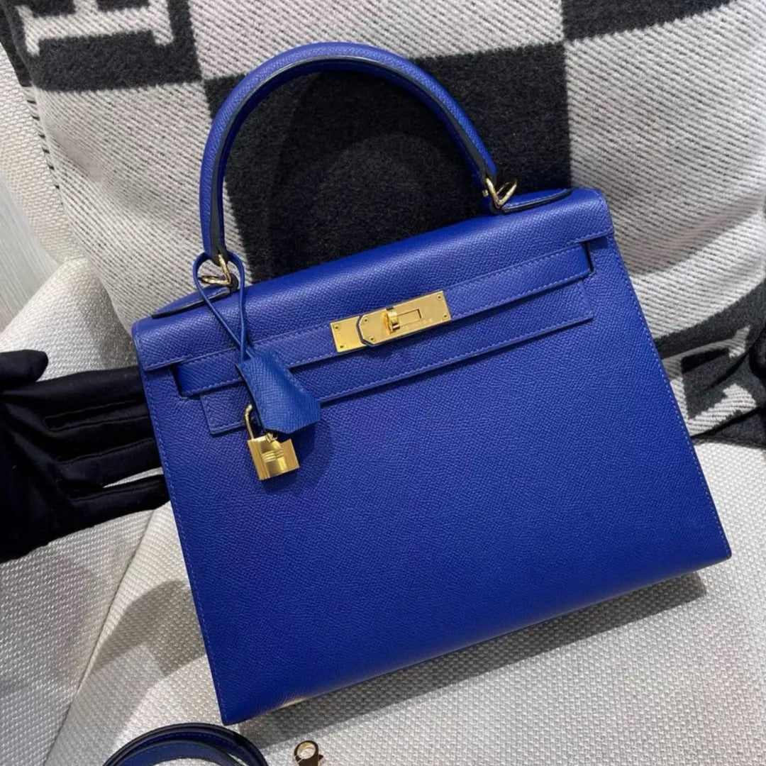 Herm*s kelly 28 electric blue epsom leather gold hardware - main image