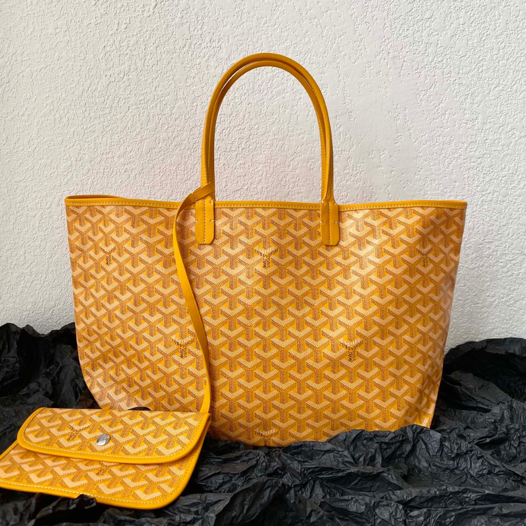 Goya*d yellow Goya*dine canvas & chevroches calfskin saint Lou*s pm tote - main image