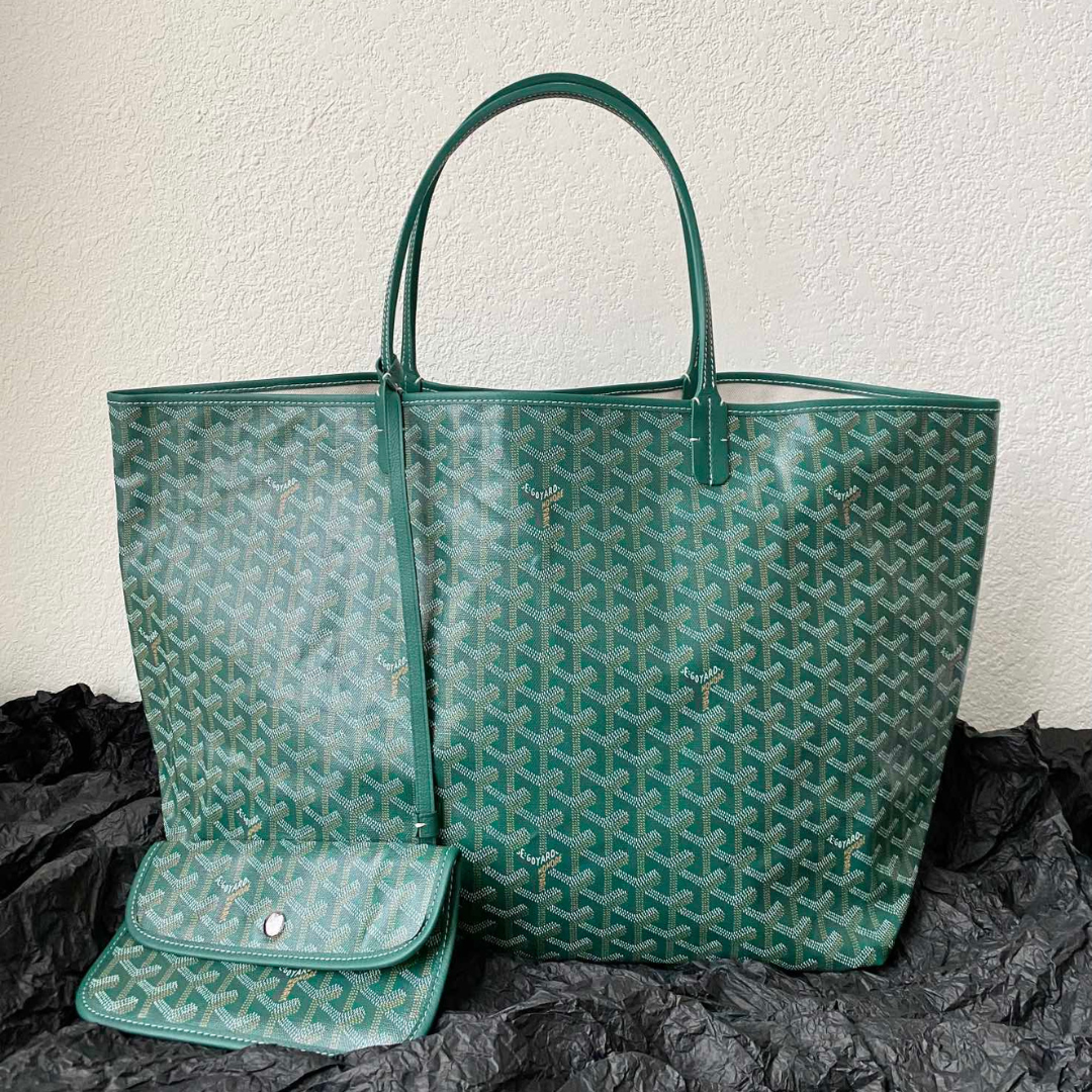 Goya*d green Goya*dine canvas & chevroches calfskin saint Lou*s pm tote - main image