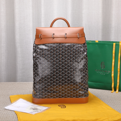 Goya*d black Goya*dine & brown leather steamer bag - main image