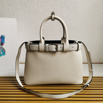 Pr*da white/black Pr*da buckle small leather handbag with belt - main image