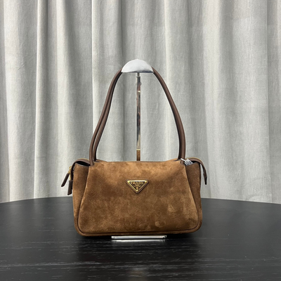 Pr*da brown medium suede shoulder bag - main image