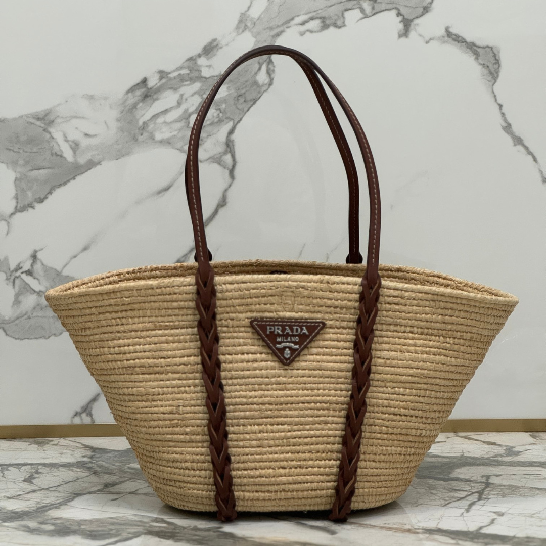 Pr*da braided handle basket bag - main image