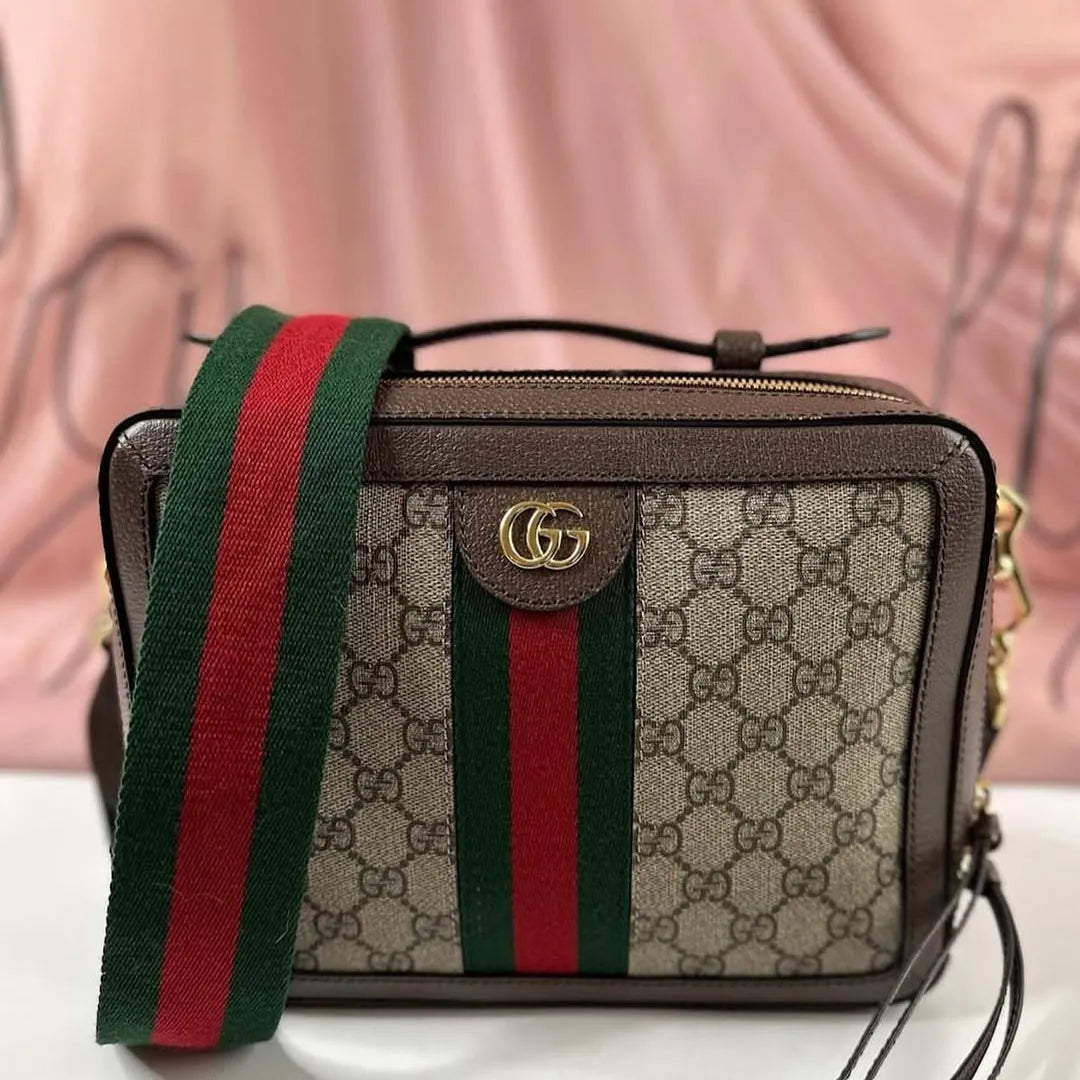 Guc*i brown small gg supreme ophidia bag - main image