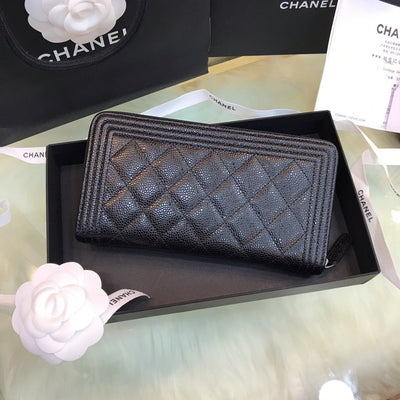 Chan*l wallet like auth black grained leather silver lock 19x10cm - image 3