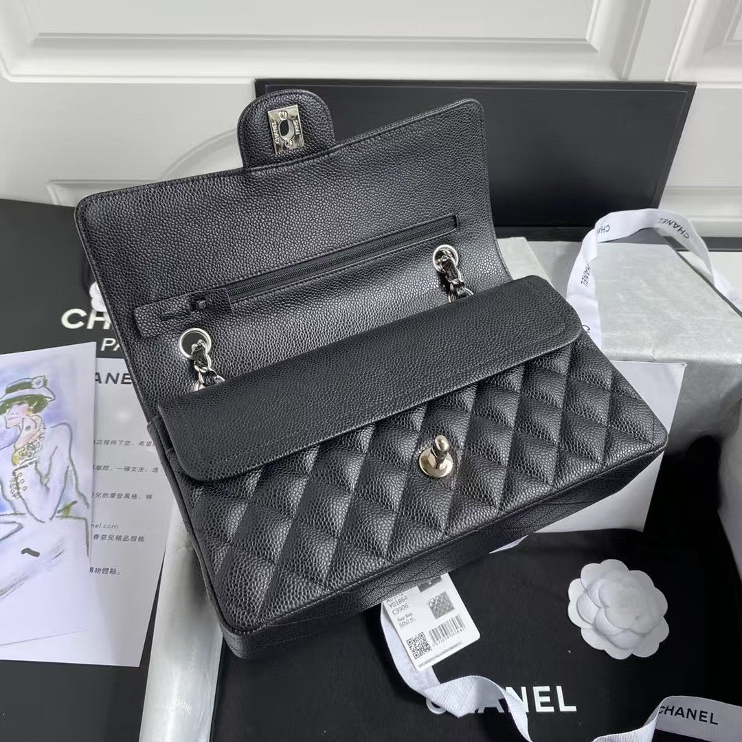 Chan*l classic handbag black with silver lock 25cm - image 5