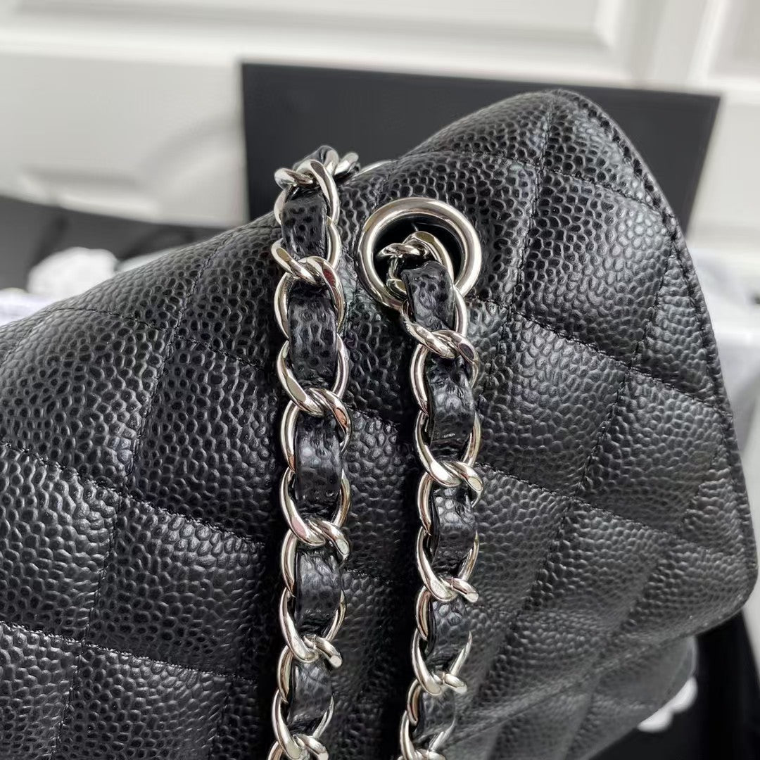 Chan*l classic handbag black with silver lock 25cm - image 7