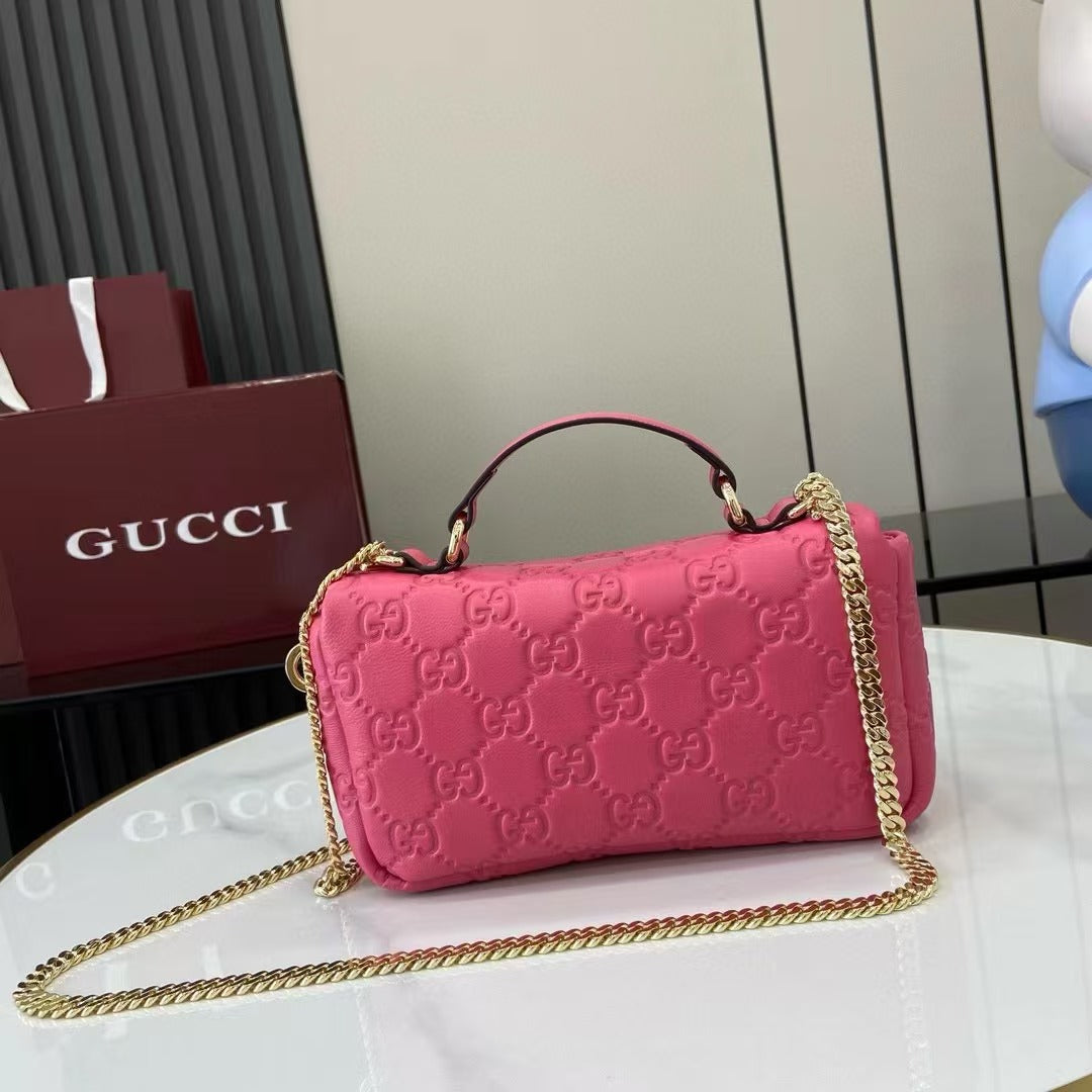 gg milano small leather shoulder bag in pink - image 2