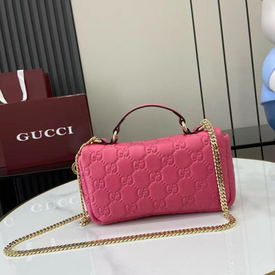 gg milano small leather shoulder bag in pink - image 2