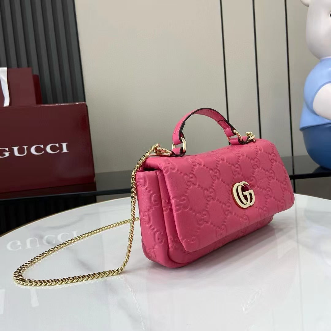 gg milano small leather shoulder bag in pink - image 3