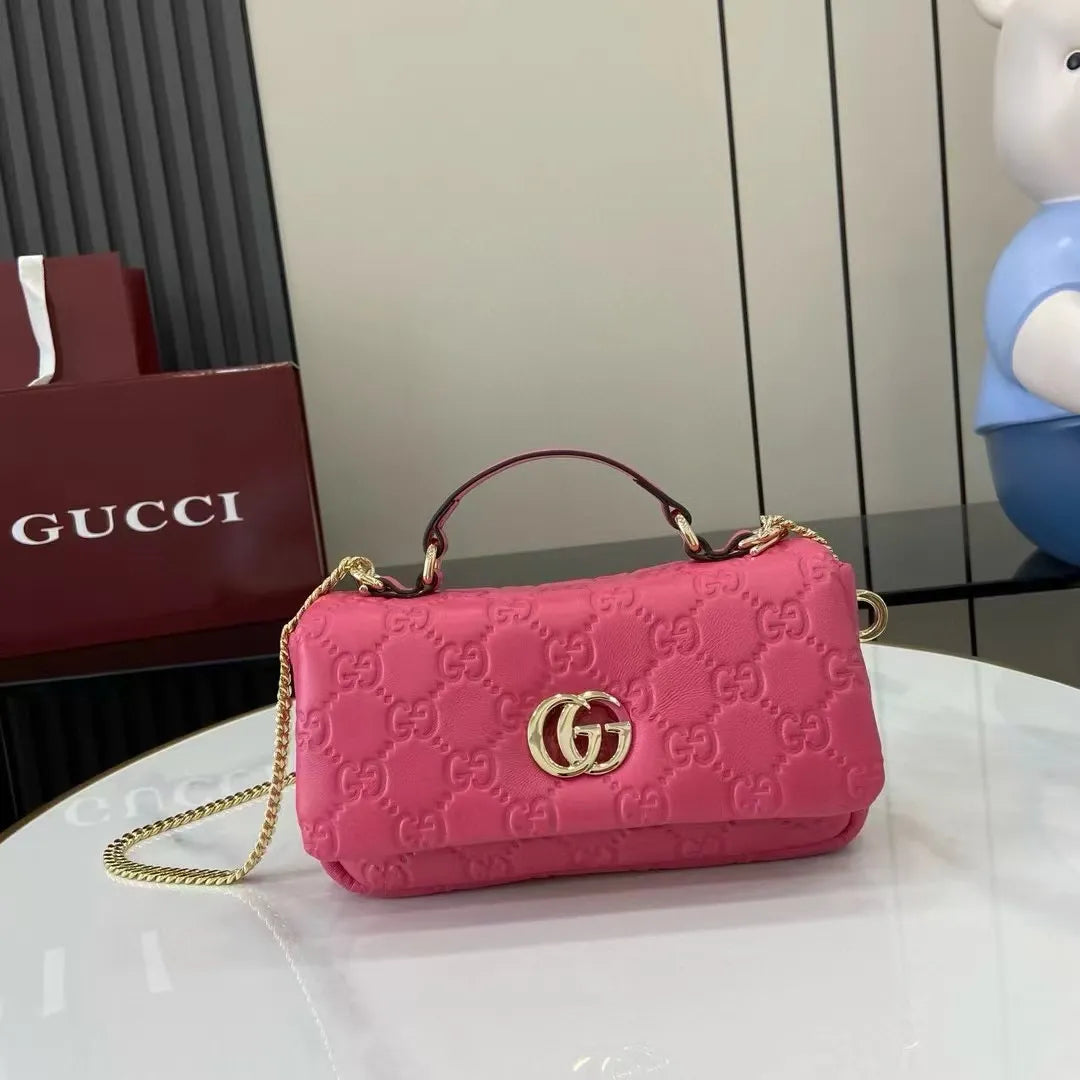 gg milano small leather shoulder bag in pink - main image
