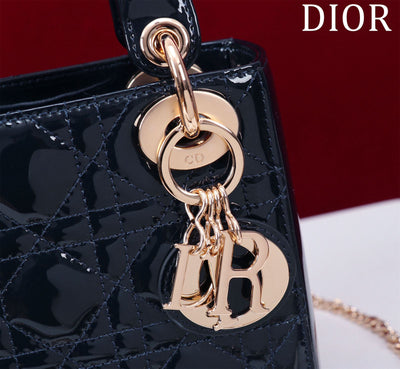 Mini Lady Navy Blue Patent Lambskin