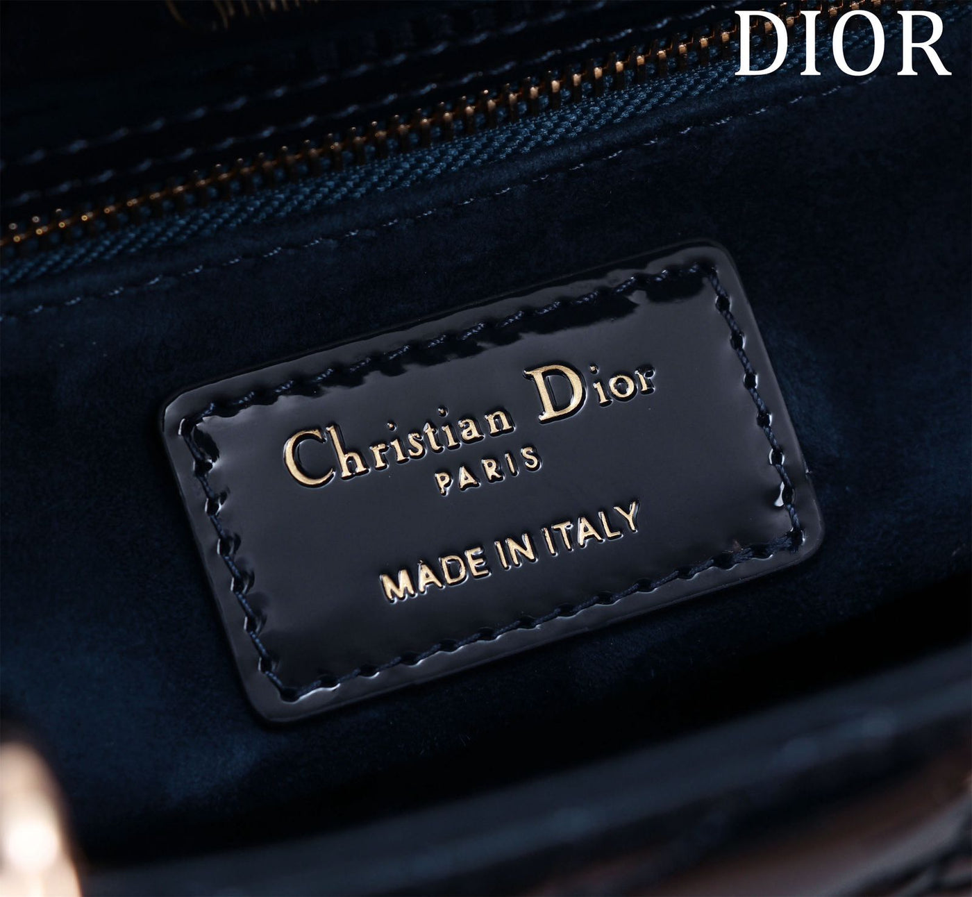 Mini Lady Navy Blue Patent Lambskin