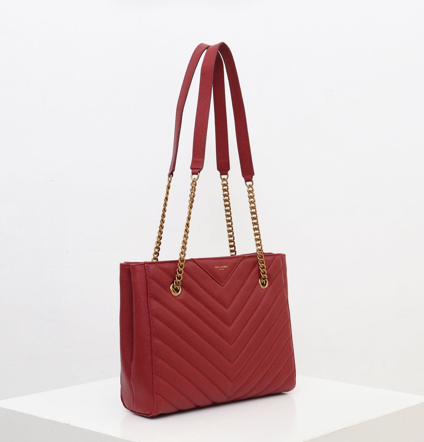 saint laurent tribeca shoulder bag in burgundy leather - image 8