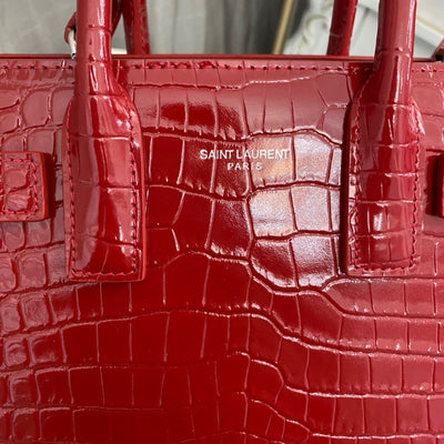 saint laurent paris saint laurent red croc embossed leather nano classic sac de jour tote - image 4