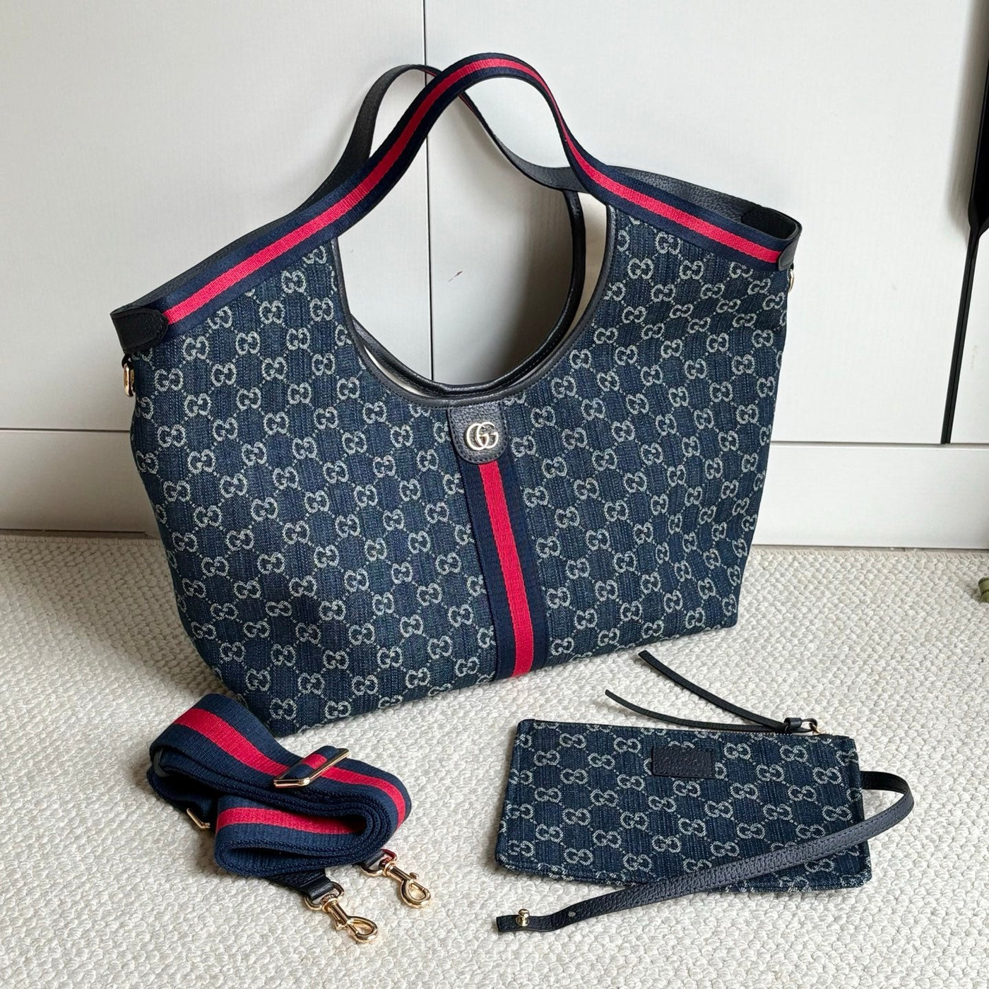 Guc*i giglio tote blue top quality 1:1 replica - image 5