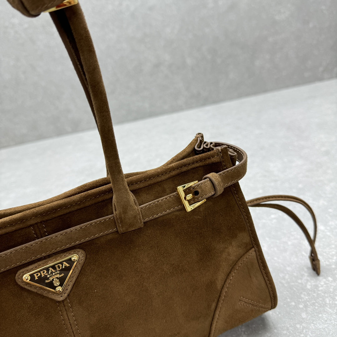 Pr*da bonnie medium suede handbag for women - image 4