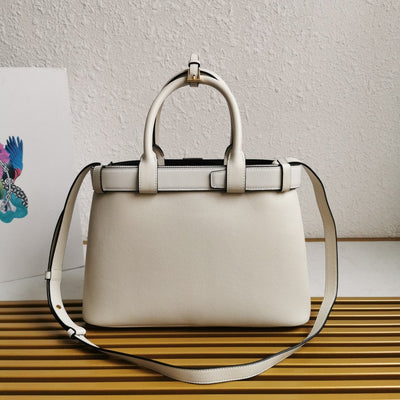 Pr*da white/black Pr*da buckle small leather handbag with belt - image 5