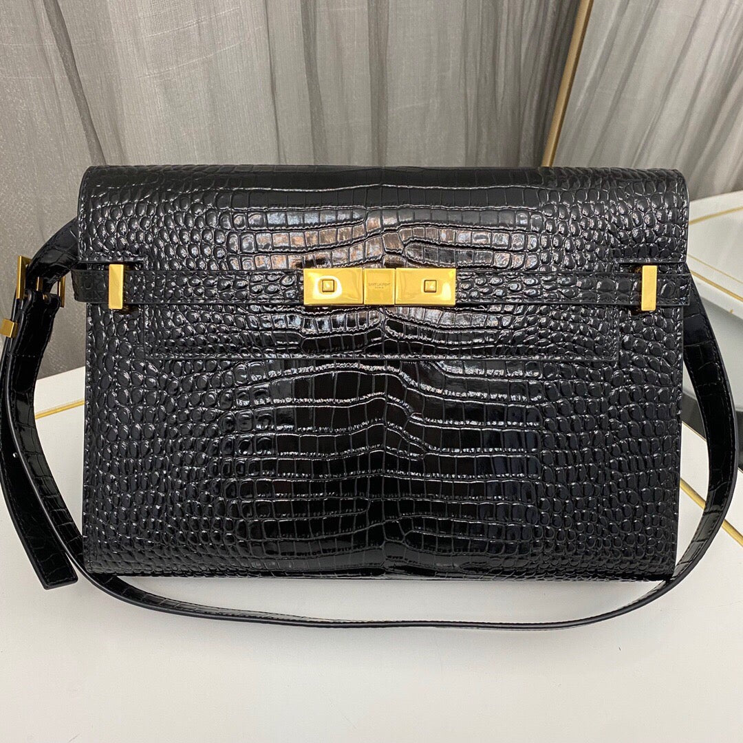 saint laurent manhattan crocodile-embossed shoulder bag - image 6