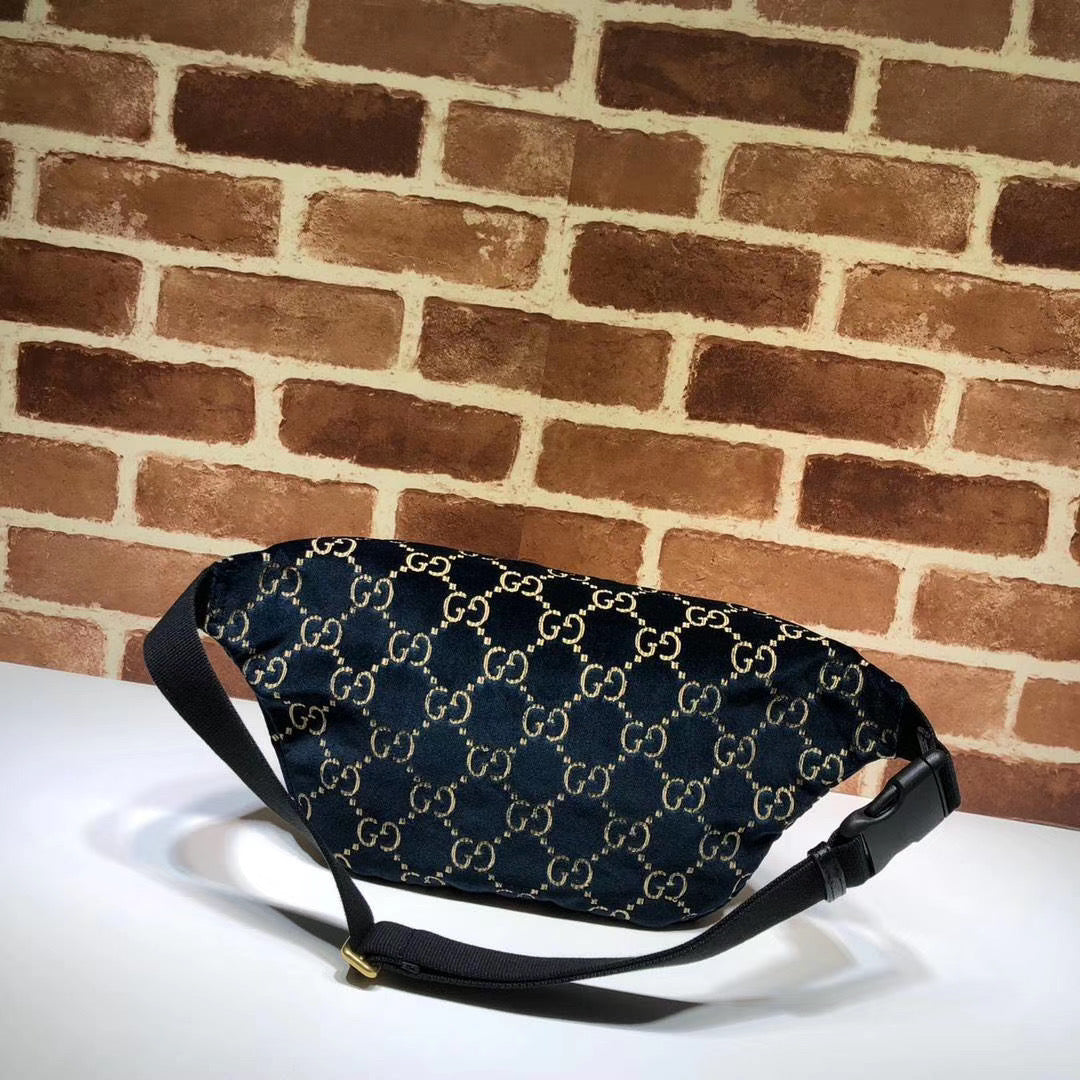 Guc*i belt bag gg velvet blue in velvet with brass-tone - image 5