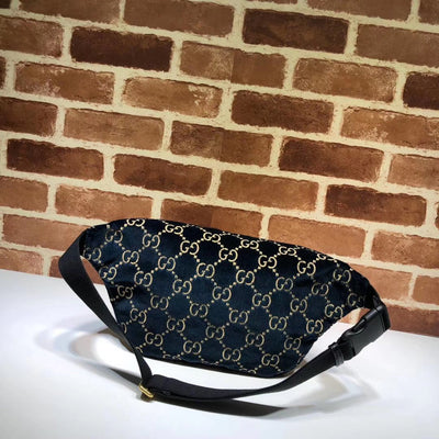 Guc*i belt bag gg velvet blue in velvet with brass-tone - image 5