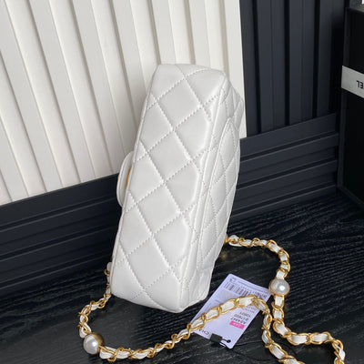 Chan*l mini flap bag top handle pearl chain - image 6