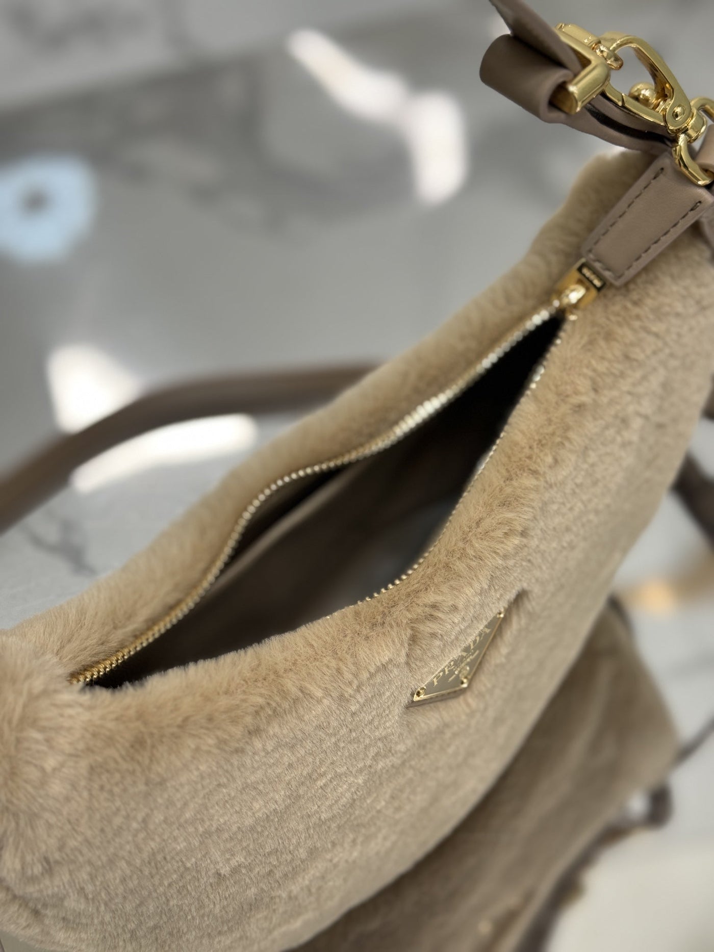 Pr*da leather and shearling arquã¨ handbag - image 6