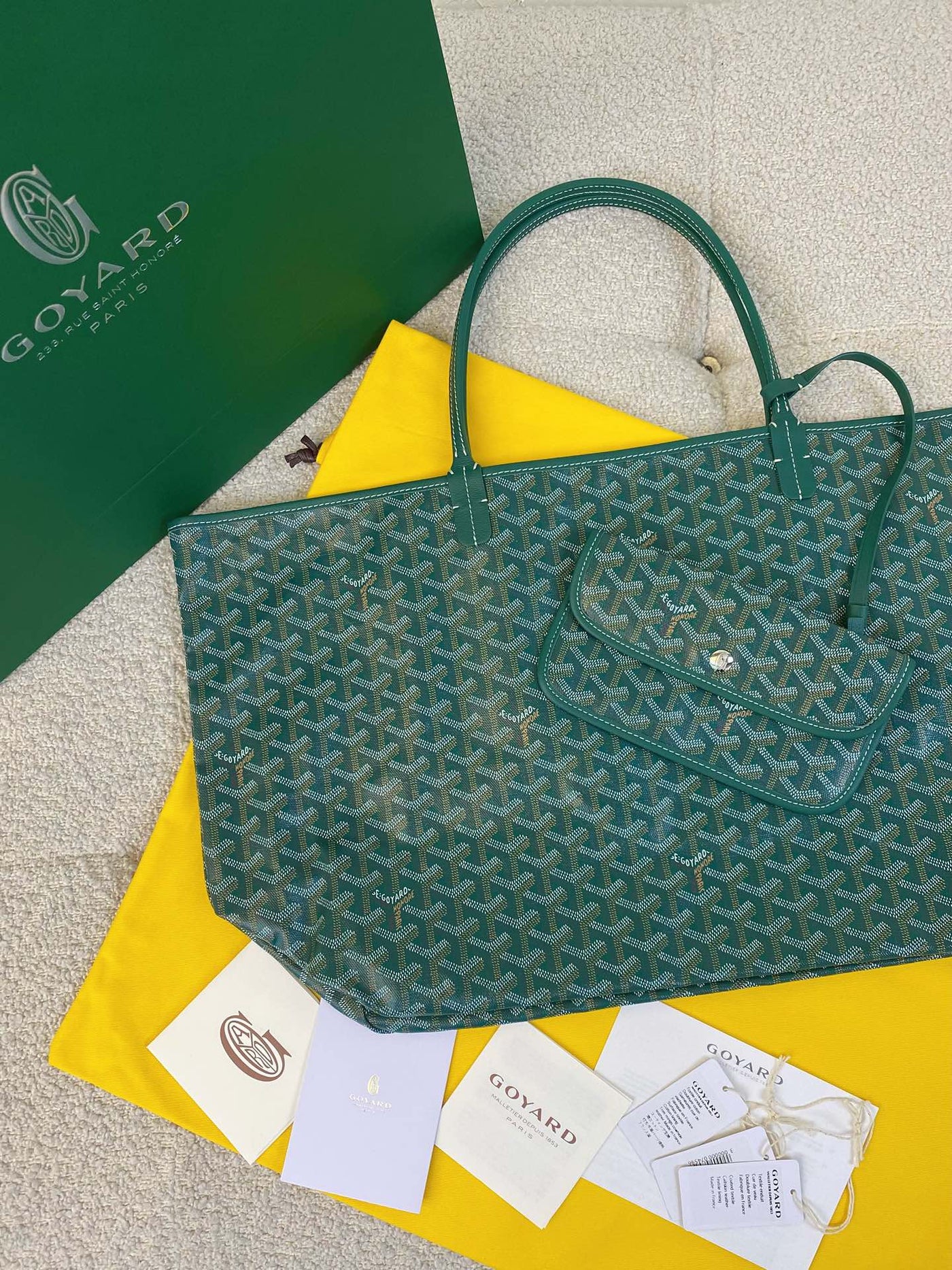 Goya*d green Goya*dine canvas & chevroches calfskin saint Lou*s pm tote - image 5