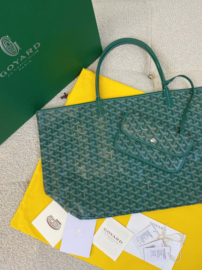 Goya*d green Goya*dine canvas & chevroches calfskin saint Lou*s pm tote - image 5