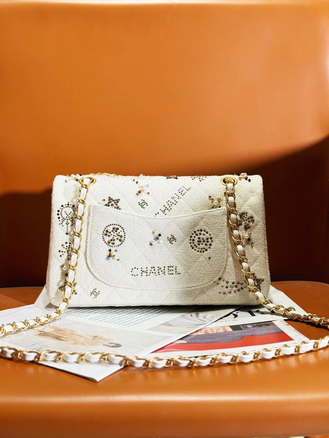 Chan*l flap bag leather bag with gold hardware - image 7