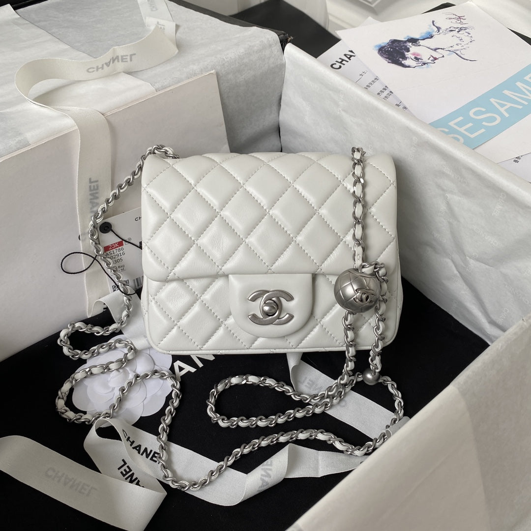 Chan*l mini silver 22 white calfskin - main image