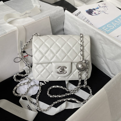 Chan*l mini silver 22 white calfskin - main image
