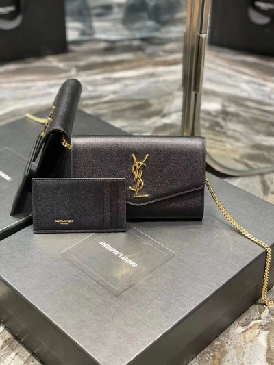 saint laurent grain de poudre uptown chain wallet white - image 5