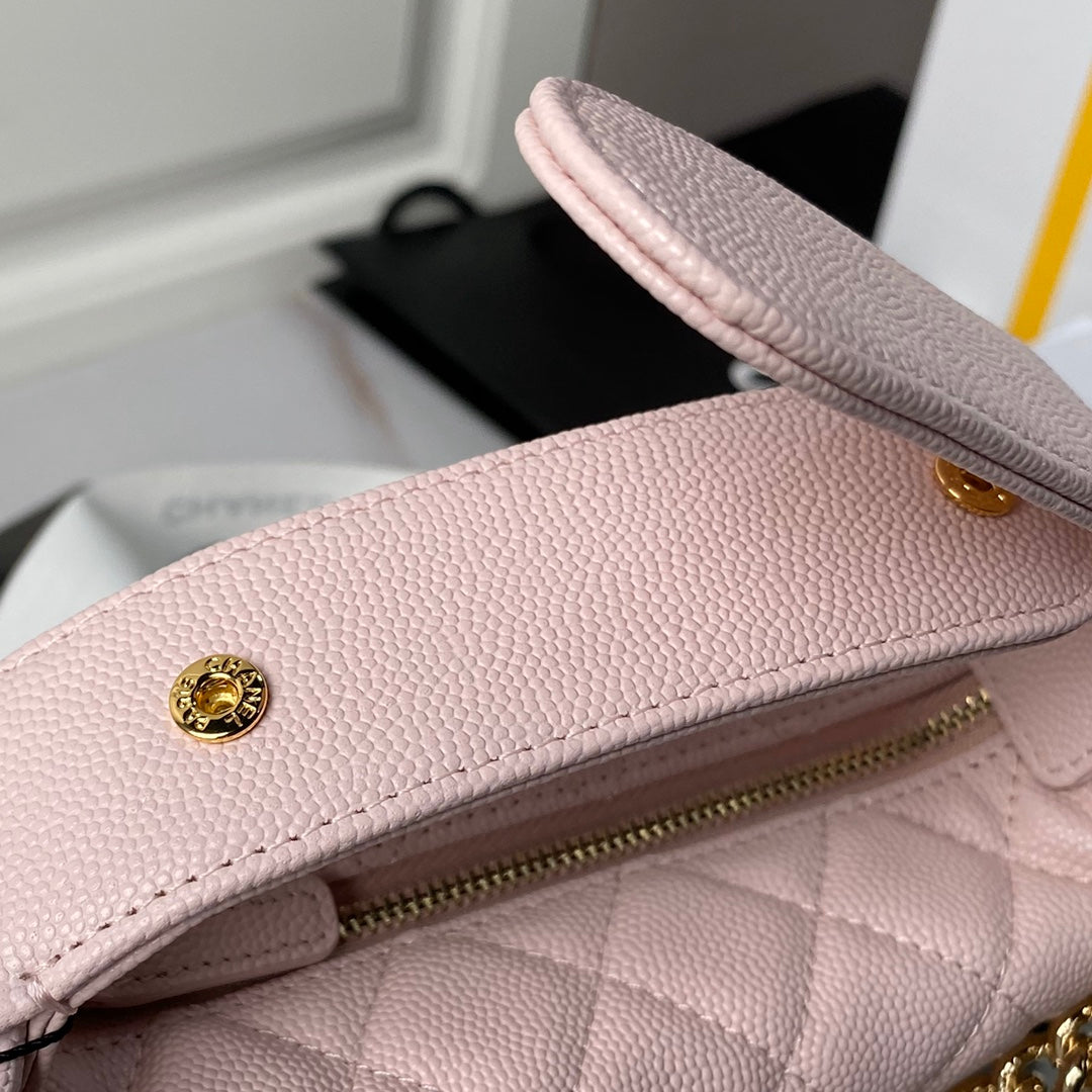 Chan*l mini gold chain bag, light pink cn628 - image 5